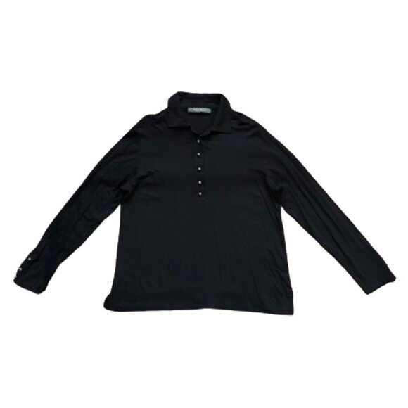 Marina Rinaldi black long long button collar T shirt style top tunic - Picture 10 of 13